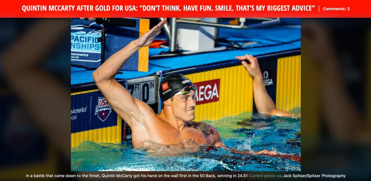 QUINTIN MCCARTY AFTER GOLD FOR USA: “DON’T THINK. HAVE FUN. SMILE. THAT’S MY BIGGEST ADVICE”
