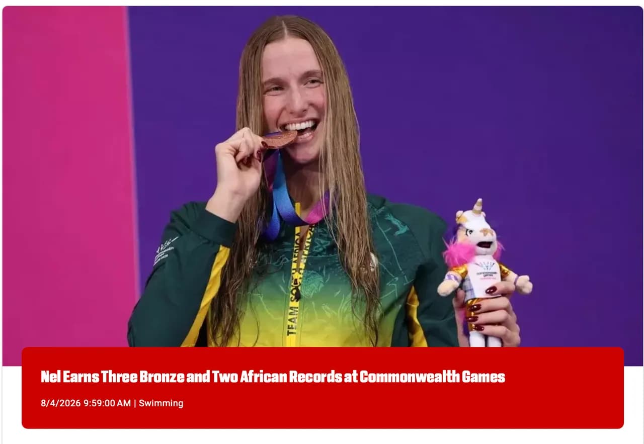 Nel Earns Three Bronze and Two African Records at Commonwealth Games