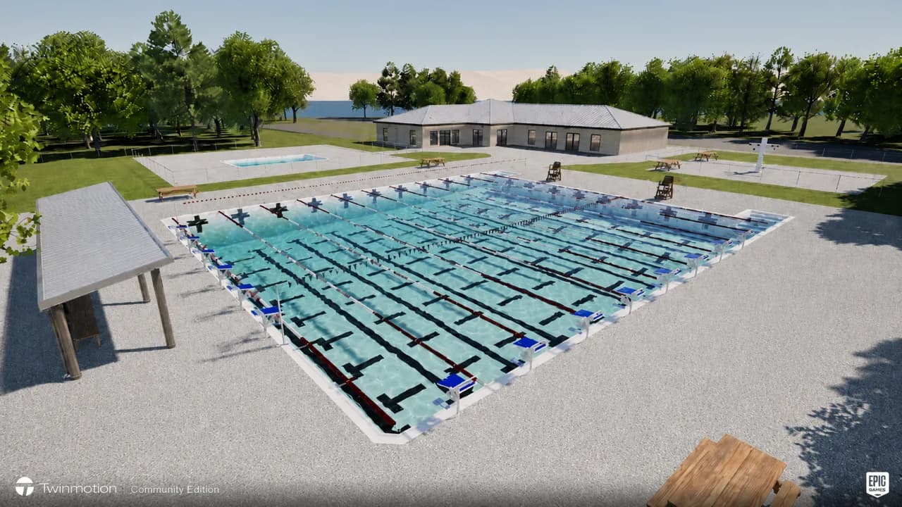 Dependent on meeting fundraising targets, the facility will also include poured in place rubber pool decking branded with Wolfpack Elite and Raleigh Parks logos and a 40’ x 10’ Poligon monoslope shade structure.