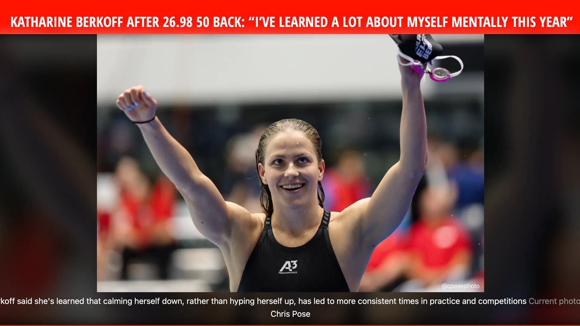 Katharine Berkoff Blazes 26.98 50 Back in Indy, Sets Pro Swim Series Record