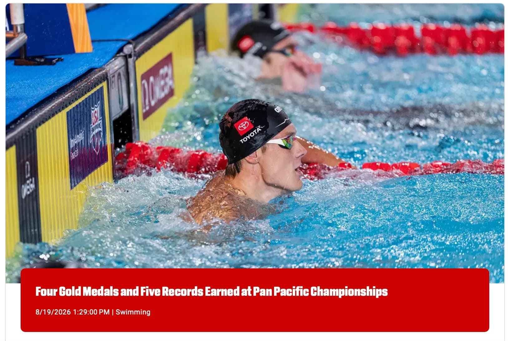 Four Gold Medals and Five Records Earned at Pan Pacific Championships